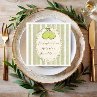 Guardanapo De Papel Perfect pair sage green stripe pear bridal shower