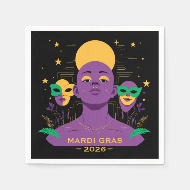 Guardanapo De Papel Perfeito para o Mardi Gras 2026 (Frente)