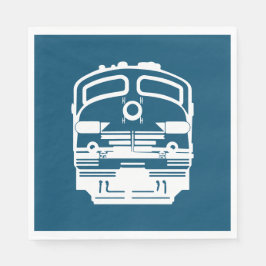 Guardanapo De Papel Perfil do motor do comboio branco em fundo azul