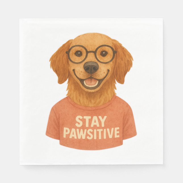 Guardanapo De Papel Permaneça Pawsitivo (Frente)