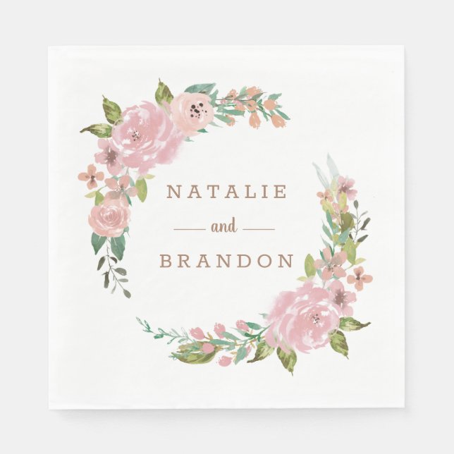 Guardanapo De Papel Permitir o Janto Monograma Dusty Rosa Vintage Pink (Frente)