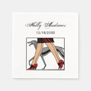 Guardanapo De Papel Pernas Art Deco Mulheres Greyhound Whippet Cão R