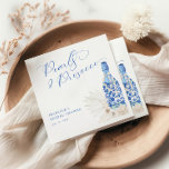 Guardanapo De Papel Pérolas Azuis e Chá de panela Prosecco<br><div class="desc">Comemore em estilo com nossos refinados guardanapos de chá de panela "Pérolas e Prosecco". Este elegante design apresenta uma ilustração com uma espantosa aquarela de uma garrafa de prosecco floral azul adornada com pérolas lustrosas e delicadas flores brancas, como rosas e peônias, estabelecendo o tom para um evento sofisticado e...</div>