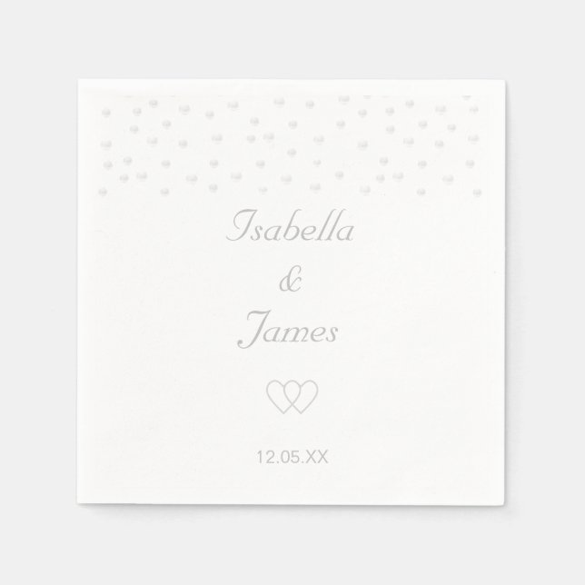 Guardanapo De Papel Pérolas Chiques no Casamento Branco (Frente)