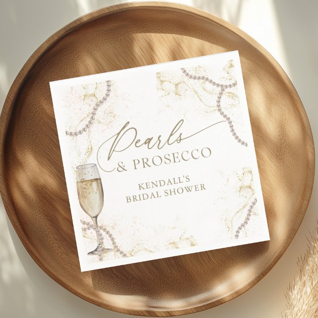Guardanapo De Papel Pérolas de Luxo e Chá de Noiva com Prosecco (Criador carregado)