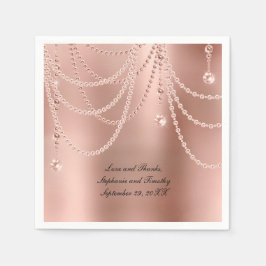 Guardanapo De Papel Pérolas de Ouro Rosa Personalizadas com Diamantes 