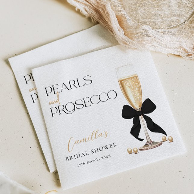 Guardanapo De Papel Pérolas e Chá de panela do Arco Preto Prosecco (Criador carregado)