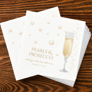 Guardanapo De Papel Pérolas e Prosecco Chá de Noiva