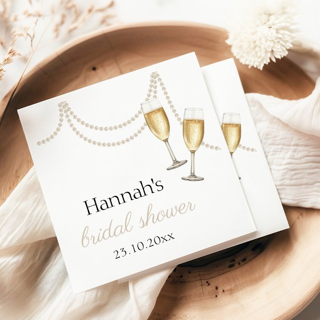 Guardanapo De Papel Pérolas e prosecco Chás de noiva elegantes (Criador carregado)