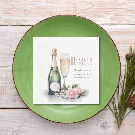 Guardanapo De Papel Pérolas e Prosecco Floral Elegante Chá de Noiva