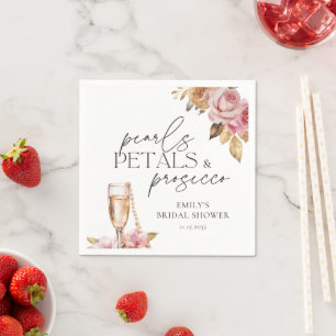 Guardanapo De Papel Pérolas Pétalas e Prosecco Chuveiro de Noiva Flora
