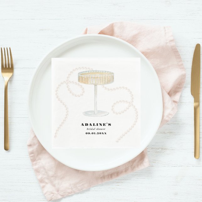 Guardanapo De Papel Pérolas, Pétalas & Prosecco | Pérola Nupcial Fashi (Criador carregado)