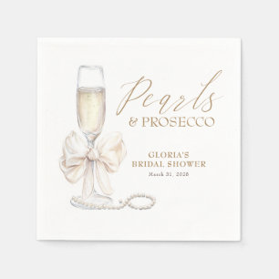 Guardanapo De Papel Pérolas & Prosecco Chá de Noiva Laço Branco