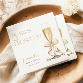 Guardanapo De Papel Pérolas & Prosecco Dourado Convite de Noivado Mini