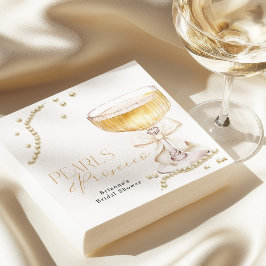 Guardanapo De Papel Pérolas & Prosecco Laço Bege Chá de Noiva