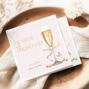 Guardanapo De Papel Pérolas Rosa & Brinde de Prosecco para Chá de Noiv