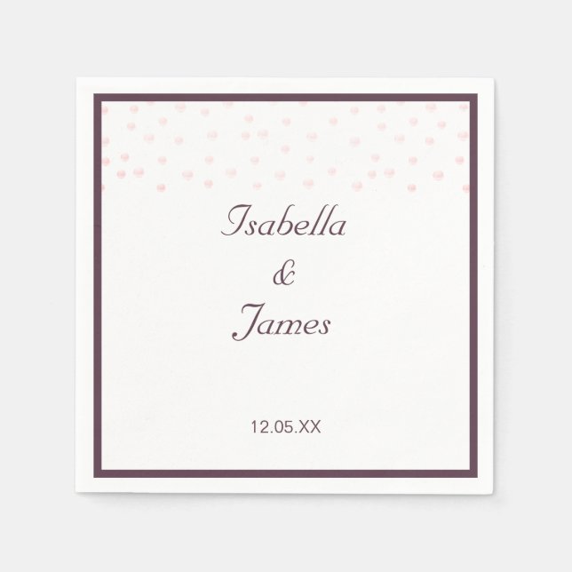Guardanapo De Papel Pérolas Rose Gold Casamento (Frente)