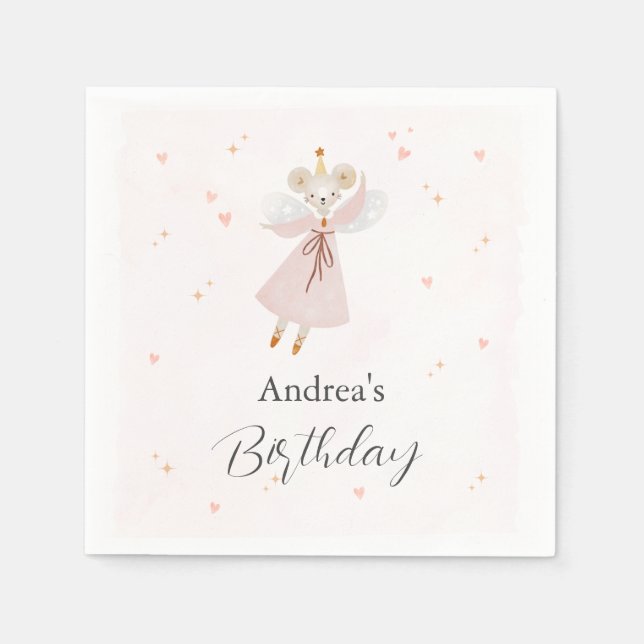 Guardanapo De Papel Persinalized Pastel Pink Baby Mouse Cute Napkin (Frente)