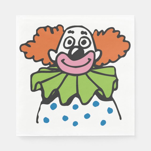 Guardanapo De Papel Personagem de Palhaço Caprichoso com Cabelo Laranj (Frente)