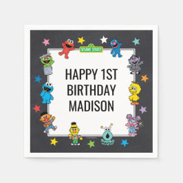 Guardanapo De Papel Personagens da Rua Sésamo Quadro-negro Aniversário