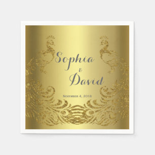 Guardanapo De Papel Personalidade Real Dourada de Casamento de Peacock