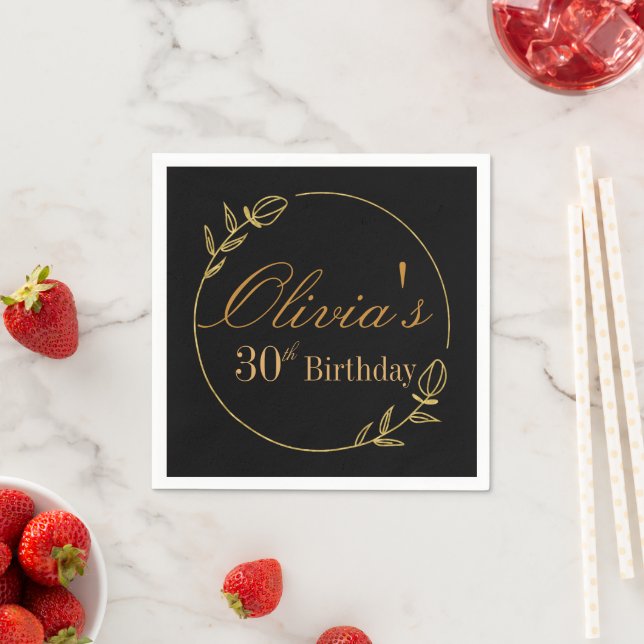 Guardanapo De Papel Personaliza Aniversário com Moldura Dourada (Insitu)