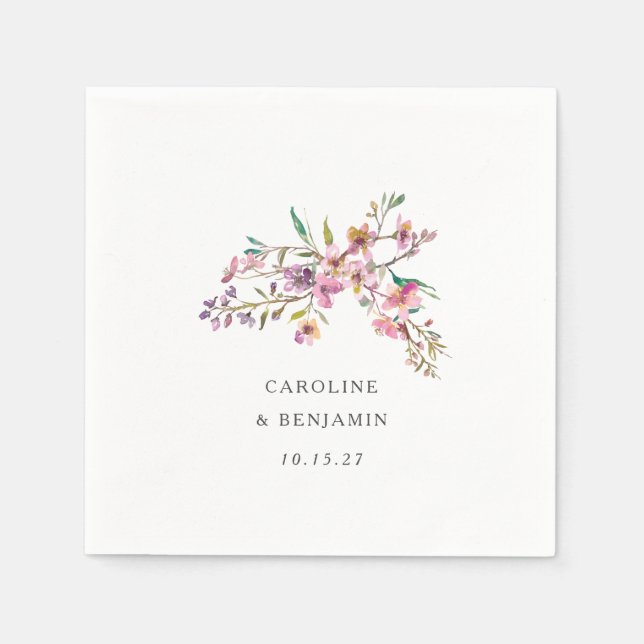 Guardanapo De Papel Personalização de Casamento de Flores Selvagens Ro (Frente)