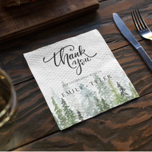 Guardanapo De Papel Personalização de Casamento de Floresta de Pine Wo