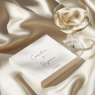 Guardanapo De Papel Personalização de Casamento de Script Branco Minim