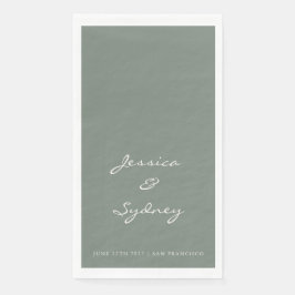 Guardanapo De Papel Personalização de Casamento de Script Verde de Sag