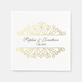Guardanapo De Papel Personalização de Casamento Dourado de Chic Vintag