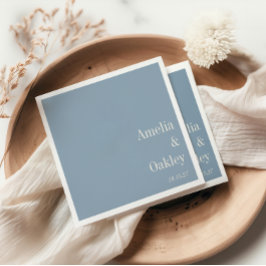 Guardanapo De Papel Personalização de Casamento Elegante Azul e Dusty 