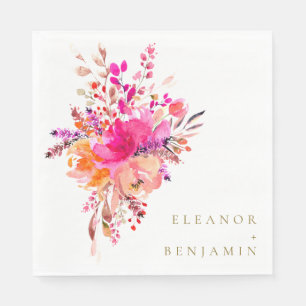 Guardanapo De Papel Personalização de Casamento Floral de Cor de Ág