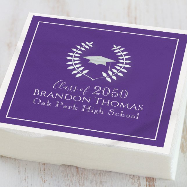 Guardanapo De Papel Personalização de Laureado Elegante para Graduação (Criador carregado)