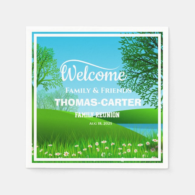 Guardanapo De Papel Personalização do Lago Natureza da Reunião Familia (Frente)