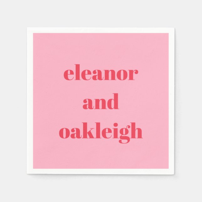 Guardanapo De Papel Personalização Simples de Casamento Vermelho Cor-d (Frente)