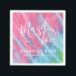 Guardanapo De Papel Personalização Tie Dye Bat Mitzvah Pink Mazel Tov<br><div class="desc">Tie Dye Custom Bat Mitzvah Napkins lendo "Mazel Tov" com azul-rosa, turquesa e design cor-de-roxo com um tema quico hippie para seu almoço infantil ou recepção para uma festa retro mitzvah. Nossa design moderna é uma nova reviravolta sobre o corante retrô com uma sutil textura de tecido de camiseta. Um...</div>
