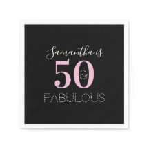 Personalizado 50 e fabuloso aniversário rosa preto