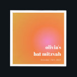 Guardanapo De Papel Personalizado Bat Mitzvah Único com Gradiente Lara<br><div class="desc">Gradiente Cor-de-Rosa Laranja Retroversa,  Bat Único Mitzvah Personalizado Napkins</div>