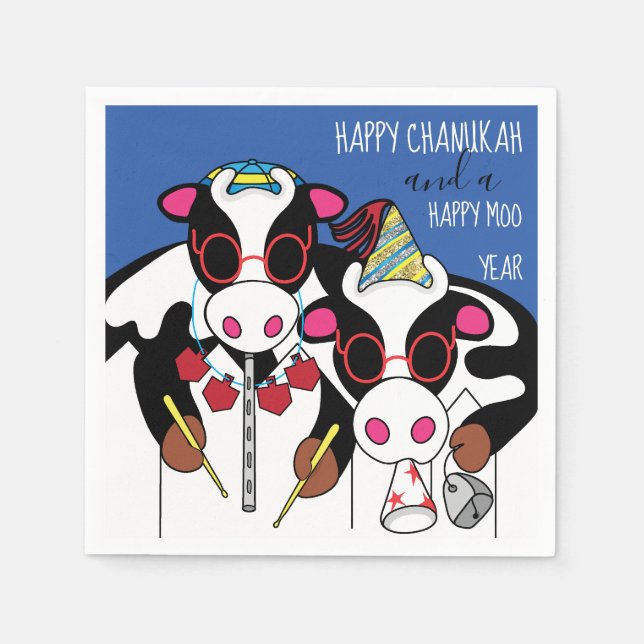 Guardanapo De Papel Personalizado Chanuktail Napkins "Vacas" (Frente)