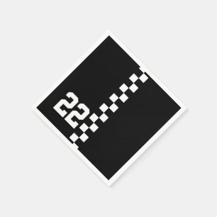 Guardanapo De Papel Personalizado competindo a bandeira preto e branco