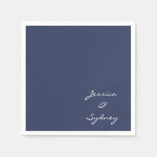 Guardanapo De Papel Personalizado de Casamento de Script Azul de Marin