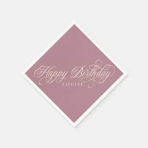 Guardanapo De Papel Personalizado de script Elegante Happy Birthday