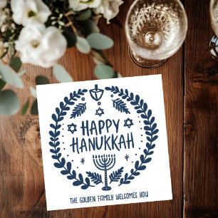 Guardanapo De Papel Personalizado do Hanukkah Holiday Menorah Dreidel