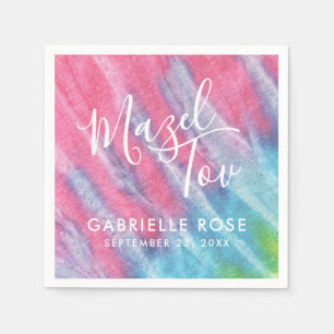 Guardanapo De Papel Personalizado do Tie Dye Bat Mitzvah Pink Mazel To
