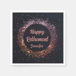 Guardanapo De Papel Personalizado Elegante Preto Rosa Dourado Feliz Ap