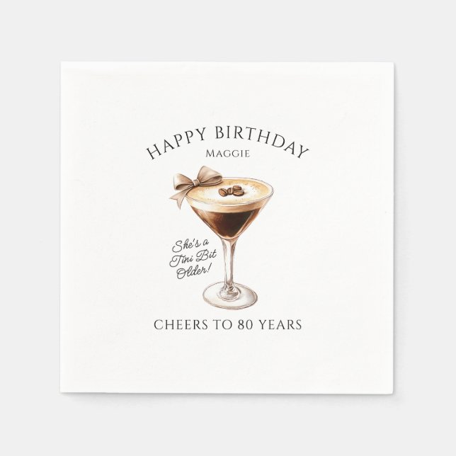Guardanapo De Papel Personalizado Napkins 80 Birthday Martini (Frente)