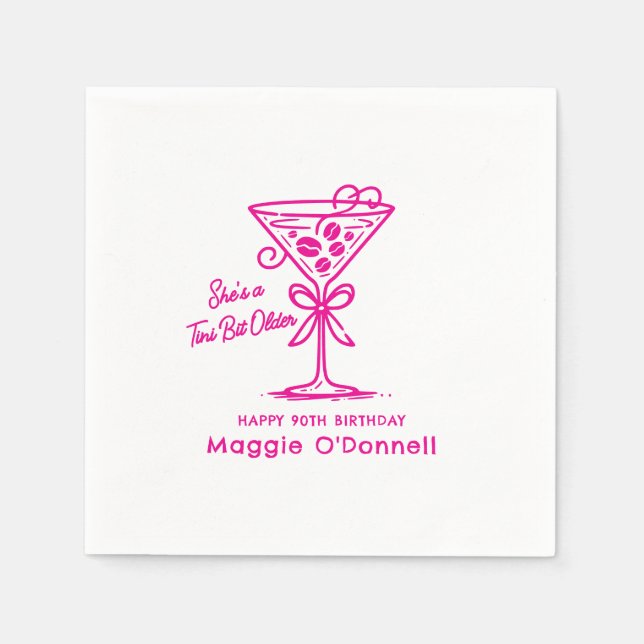 Guardanapo De Papel Personalizado Napkins 90 Birthday Martini (Frente)