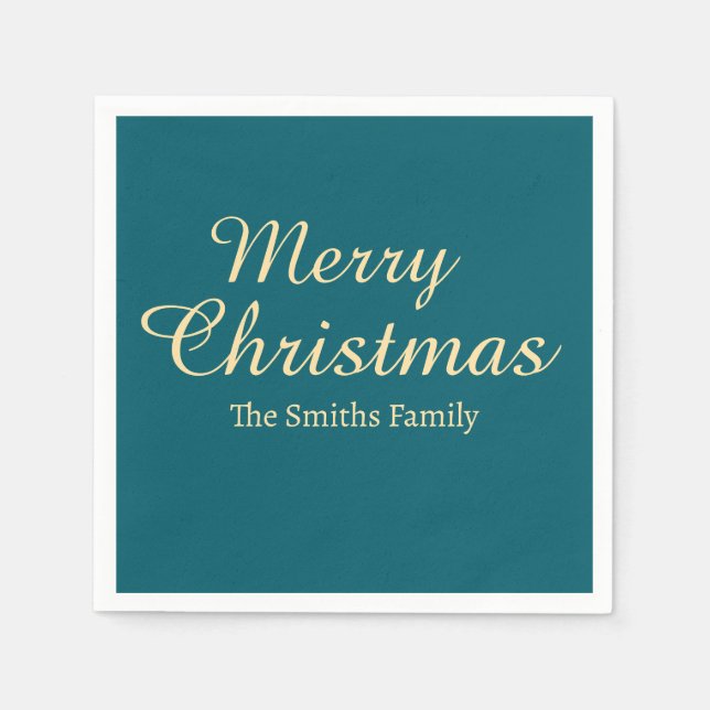 Guardanapo De Papel Personalizado Nome Moderno de Merry Natal (Frente)