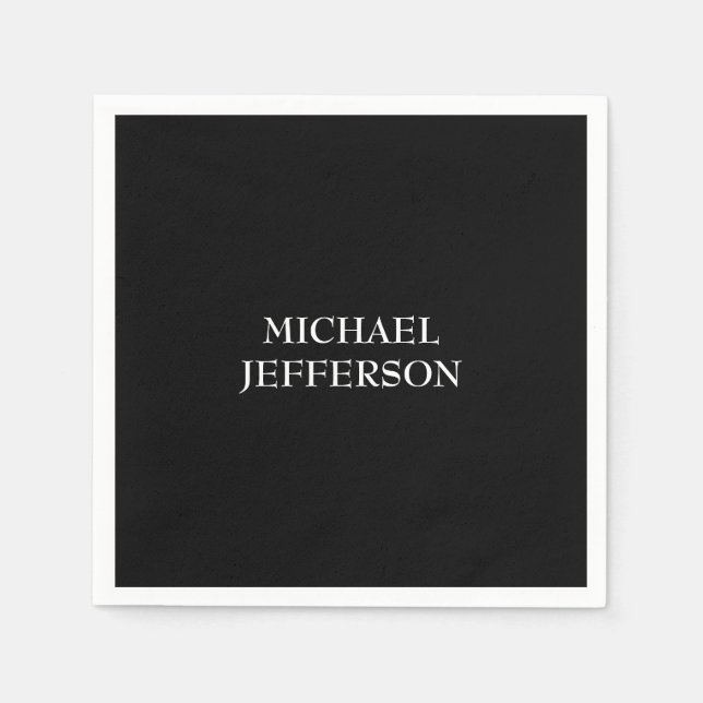 Guardanapo De Papel Personalizado Personalizado Preto Branco Simples E (Frente)